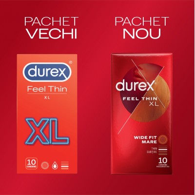 Pachet Durex Prezervative Feel Thin Xl 10 Bucati + Lubrifiant Originals 50 Ml 