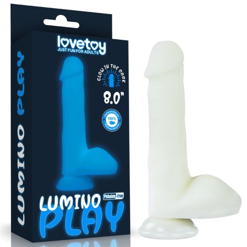 silicone, Dildo Fantezie Fosforescent Lumino Play, Alb, 20 Cm, pasiune.ro