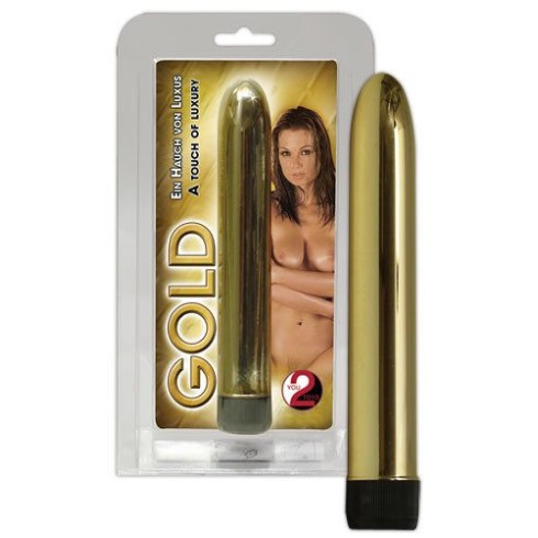 vibrator, Vibrator Clasic Gold, 17.5 Cm, pasiune.ro