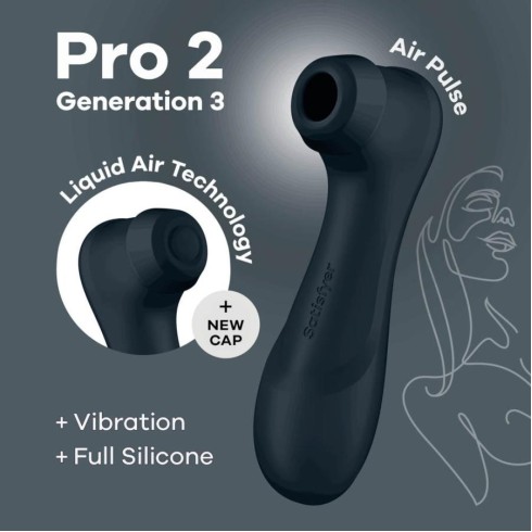 liquid, Vibrator Clitoridian Pro 2 Generation 3 Liquid Air, Negru, pasiune.ro