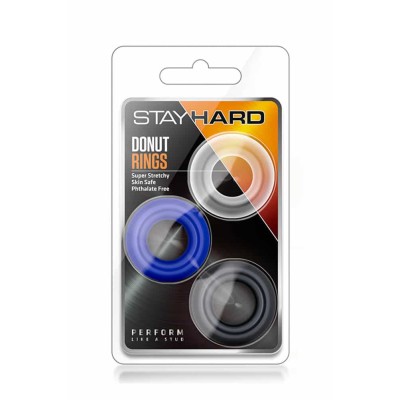 Set 3 Inele Penis Stay Hard Donut Rings, Multicolor