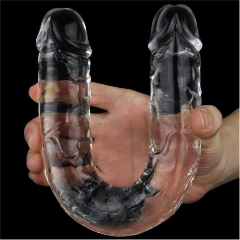 double, Dildo Dublu, Transparent, 30 Cm, pasiune.ro