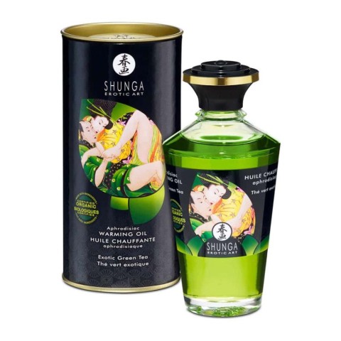 Shunga, Ulei Afrodisiac Cu Efect De Caldura Exotic Green Tea, 100 Ml, pasiune.ro