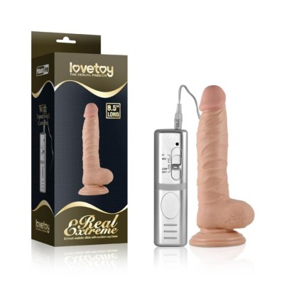 Vibrator Realistic Cu Ventuza Real Extreme Dildo, Natural, 22 Cm