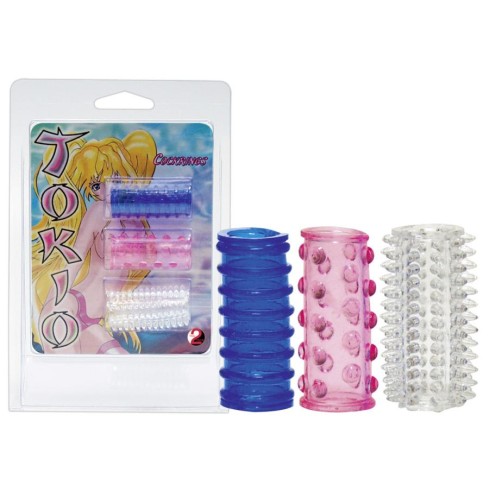 silicone, Set 3 Mansoane Pentru Penis Tokio Sleeves, Multicolor, pasiune.ro