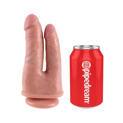 pvc, Dildo Dublu King Cock Double Penetrator, Natural, 20 Cm, pasiune.ro