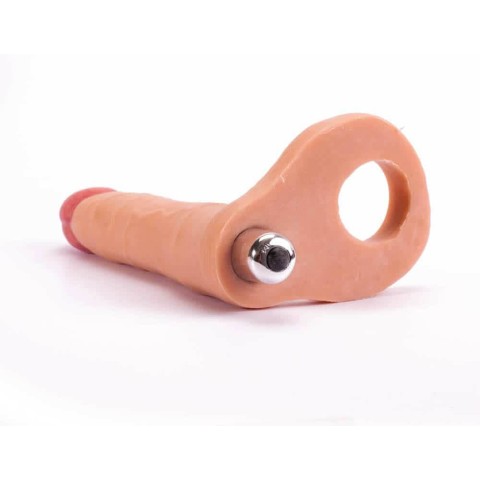 Dildouri Anale, Strap-on Anal Cu Vibratii The Ultra Soft Double, Natural, 15.8 Cm, pasiune.ro