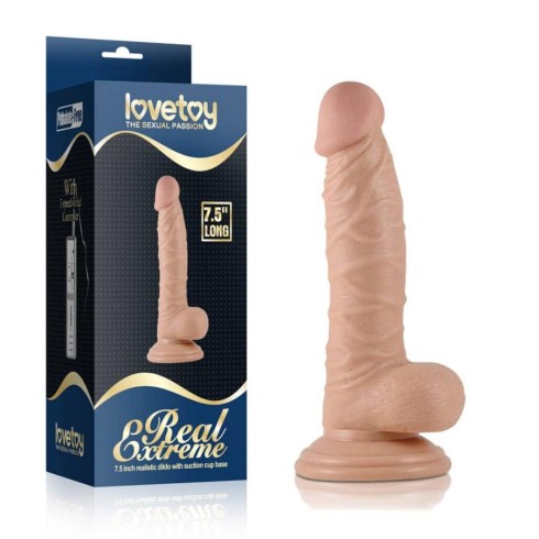 dildo, Vibrator Realistic Cu Ventuza Real Extreme Dildo, Natural, 19 Cm, pasiune.ro