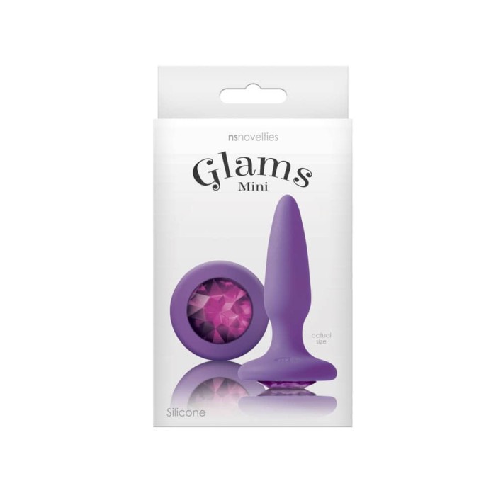 Dop Anal Cu Bijuterie Glams Mini Purple Gem, 8.5 Cm