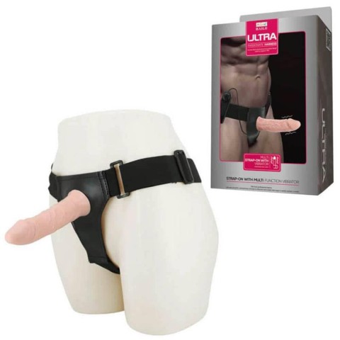 Strapon, Strap-on Cu Vibratii Ultra, Natural, 15.5 Cm, pasiune.ro