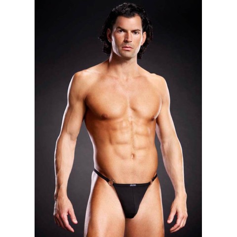 Blue Line, Chiloti String Microfibra Cu Inele Metalice L/xl, pasiune.ro