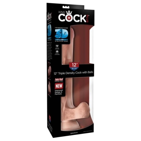 dildo, Dildo Clasic Cu Testicule King Cock Plus Triple Density, Natural, 30 Cm, pasiune.ro