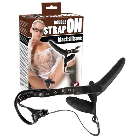You2Toys, Strap-on Dublu, Negru, 15 Cm, pasiune.ro