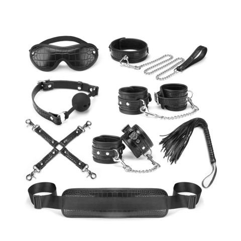 LIEBE SEELE, Set Accesorii Bondaj Bdsm Temptation, Negru, 8 Buc., pasiune.ro