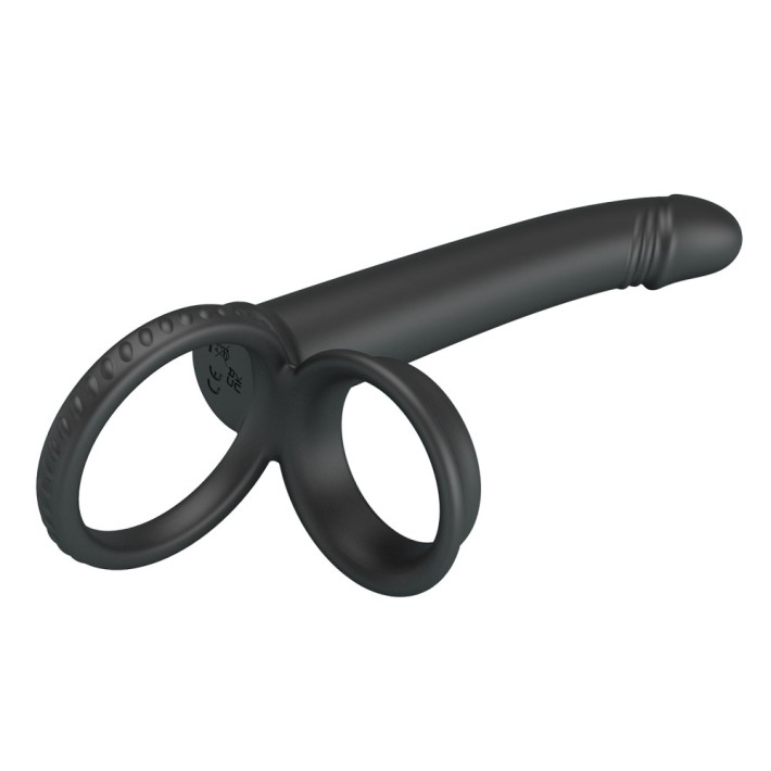 Inel Penis Cu Dildo Anal Moses, Negru, 13 Cm 9