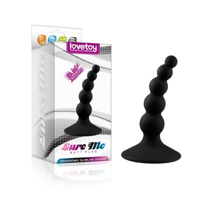 Dop Anal Lure Me  Beaded, Negru, 10 Cm