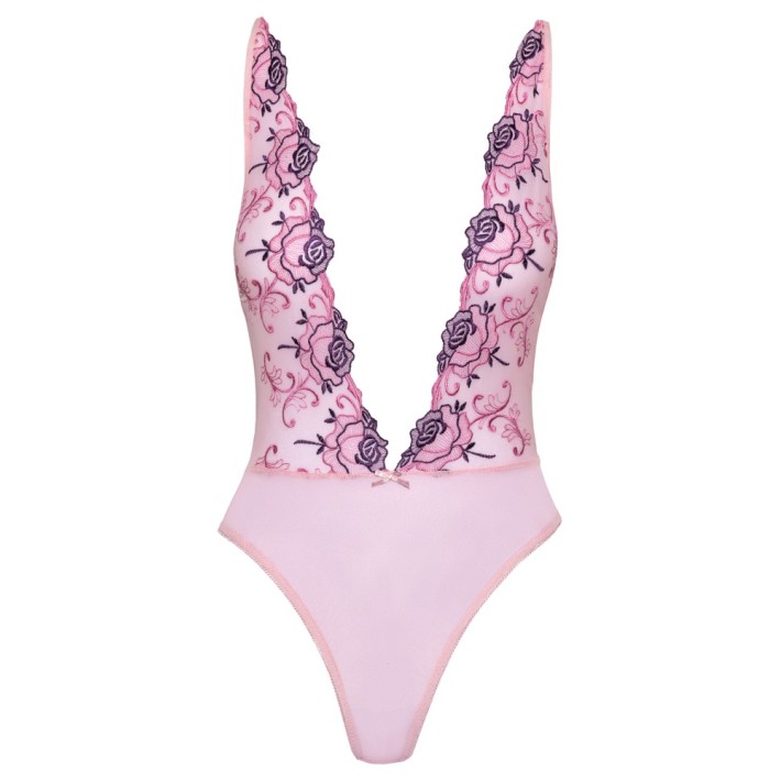 Body Kisaable Cu Broderie Florala Roz 3