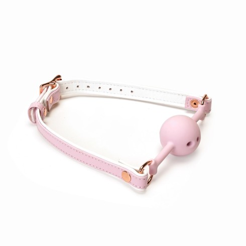leather, White & Pink Fairy Goat Leather Ball Gag, pasiune.ro