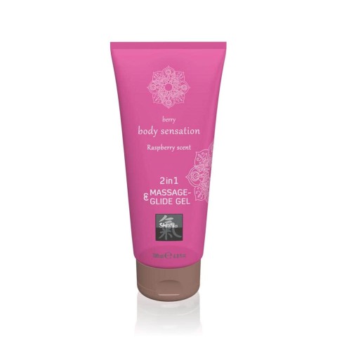 Masaj sexual, Lubrifiant + Gel Pentru Masaj, Aroma Zmeura, 200 Ml, pasiune.ro
