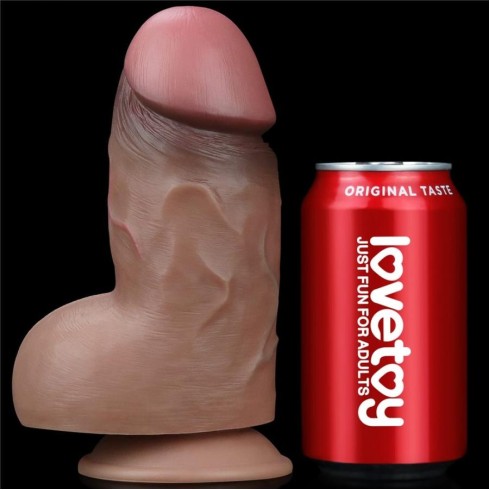 silicone, Dildo Mega Dublu-stratificat Nature Cock, Brun, 18 Cm, pasiune.ro