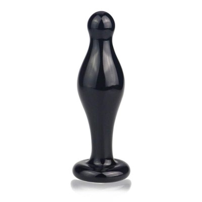Dop Anal Din Sticla Borosilicata Glass Romance, Negru, 11 Cm