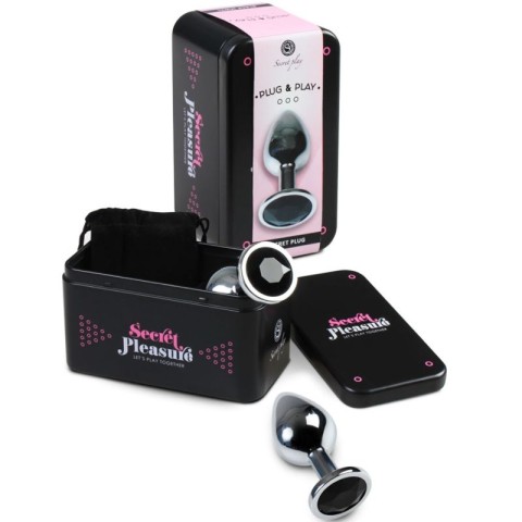 Secret Play, Plug Anal Metal Negru S, pasiune.ro