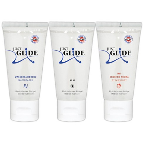 set, Set Lubrifianti Just Glide - Pe Baza De Apa + Anal + Aroma Capsune, 3 X 50 Ml, pasiune.ro