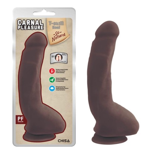 dildo, Dildo Clasic Cu Ventuza Carnal Pleasure, Brun, 23.5 Cm, pasiune.ro