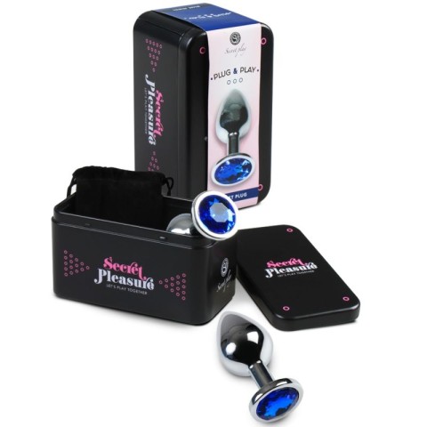 Secret Play, Plug Anal Metal Albastru M, pasiune.ro