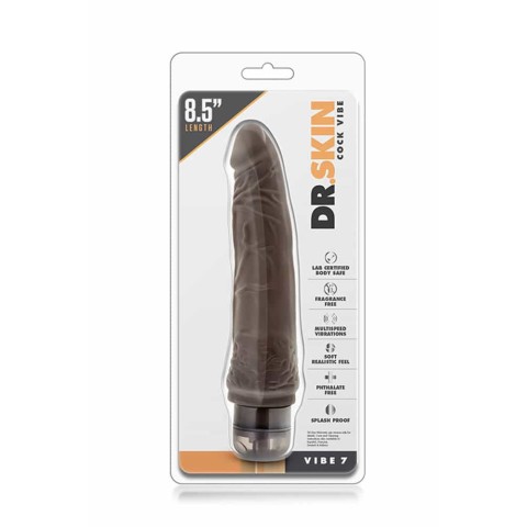 Blush, Vibrator Realistic Dr. Skin Cock Vibe 7, Brun, 21.5 Cm, pasiune.ro