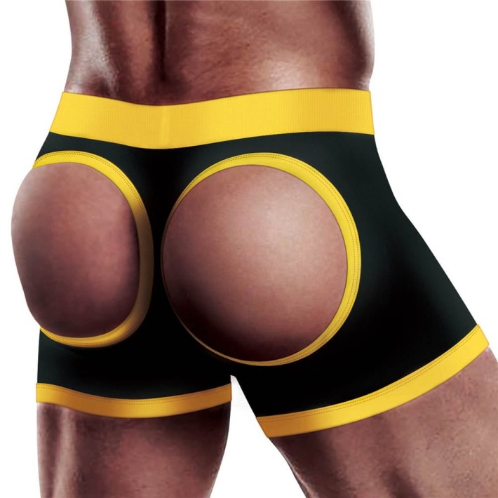 Boxeri Pentru Strap-on Horny Strapon Shorts, Negru + Galben, M/l (talie 83-93 Cm)
