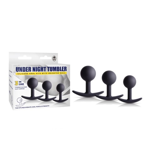 Vibratoare Seturi, Set 3 Dopuri Anale Cu Extra Greutate Under Night Tumbler, Cenusiu, pasiune.ro