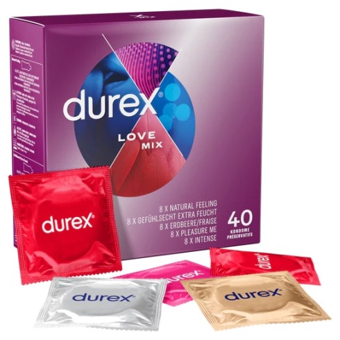 prezervative, Prezervative Durex Love Mix, 40 Bucati, pasiune.ro