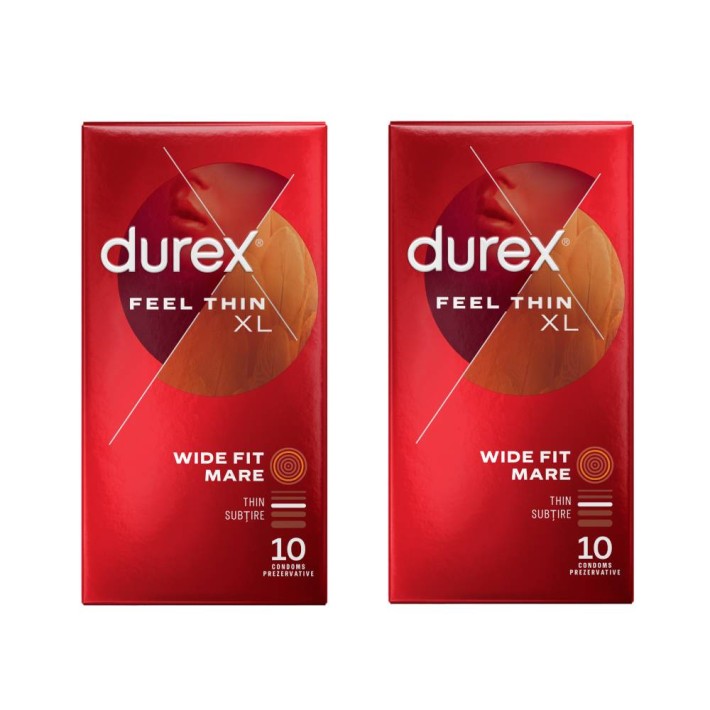Pachet Prezervative Durex Feel Thin Xl 2x10, 20 Bucati  8