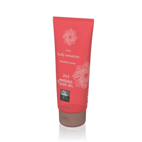 Masaj sexual, Lubrifiant + Gel Pentru Masaj, Aroma Capsuni, 200 Ml, pasiune.ro