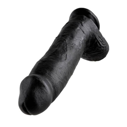 dildo, Dildo Realistic Cu Testicule King Cock, Negru, 30 Cm, pasiune.ro