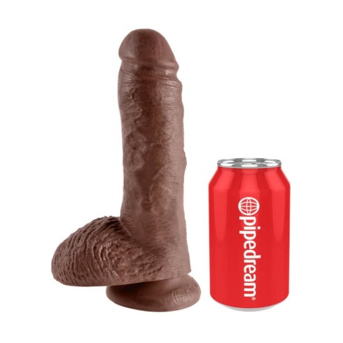 dildo, Dildo Realistic Cu Testicule King Cock, Brun, 20 Cm, pasiune.ro
