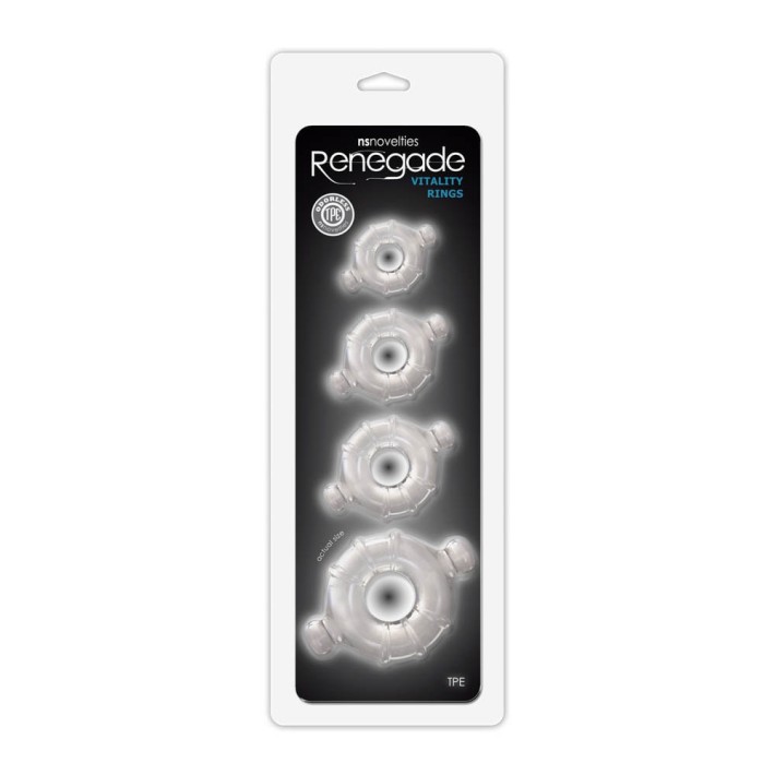 Set 4 Inele Penis Renegade Vitality Rings, Transparent