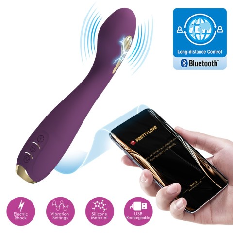 Electric Sex, Vibrator Punctul G Cu Electro-stimulare Hector, Violet, 19.5 Cm, pasiune.ro