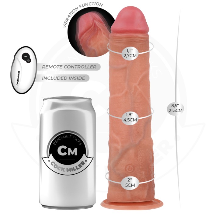 Vibrator Realist Cock Miller Cu Ventuza Si Telecomanda, 21.5 Cm 6