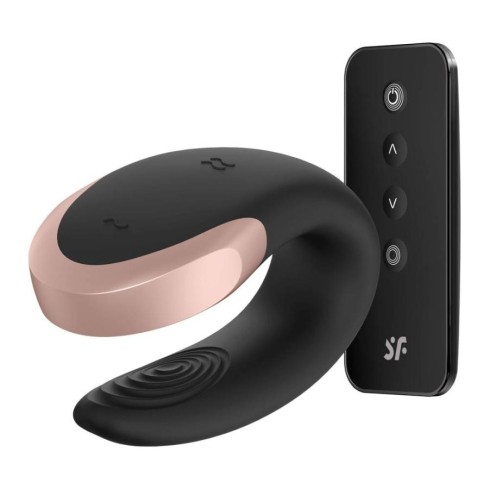 double, Vibrator Pentru Cupluri Double Love, Negru, pasiune.ro