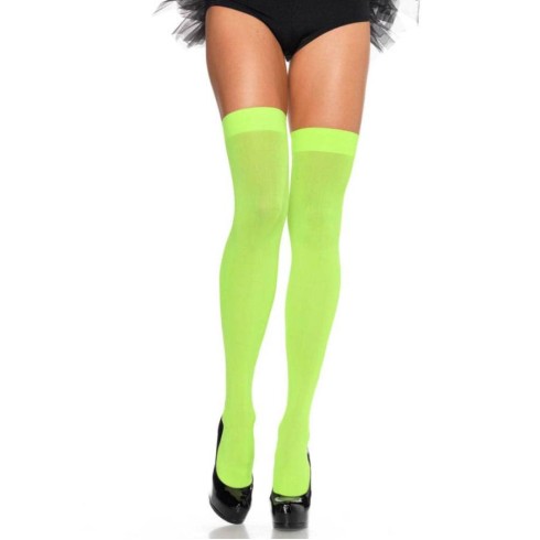 nylon, Nylon Over The Knee - Neon Green - O/s - Hosiery Marime Universala, pasiune.ro