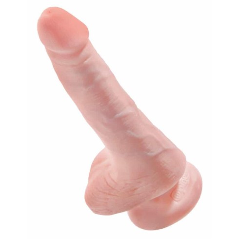 pvc, Dildo Clasic Cu Testicule King Cock, Natural, 15 Cm, pasiune.ro