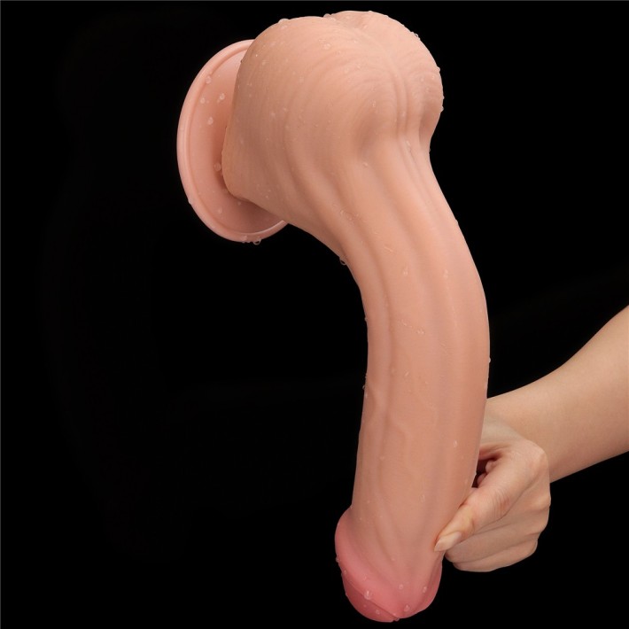 Dildo Ultra Realistic King Sized Sliding Skin Dual Layer Dong, Natural, 29 Cm