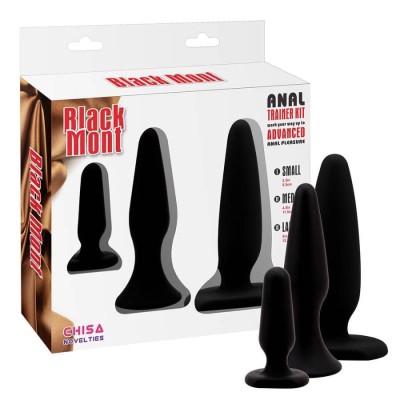 Set 3 Dopuri Anale Black Mont Anal Trainer Kit, Negru