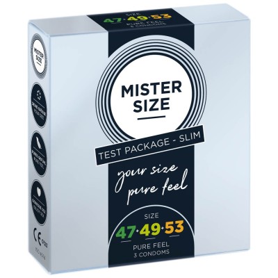 Prezervative Mister Size, Pachet De Test 3 Marimi Slim (47, 49, 53 Mm), 3 Buc.