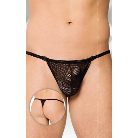 Lenjerie sexy barbati, Chiloti Tanga Tip Plasa, Negru, S-l, pasiune.ro