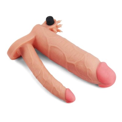 Extensie/manson Penis Dublu Cu Vibratii, Natural, +7.5 Cm
