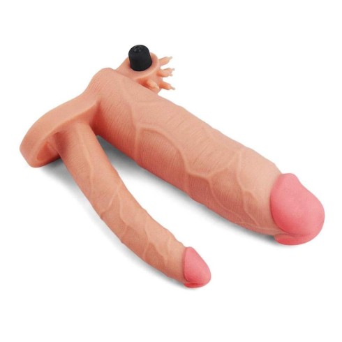 double, Extensie/manson Penis Dublu Cu Vibratii, Natural, +7.5 Cm, pasiune.ro