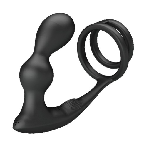 Dop Anal Cu Inel Penis Si Vibratii Marshall, Negru, 9 cm